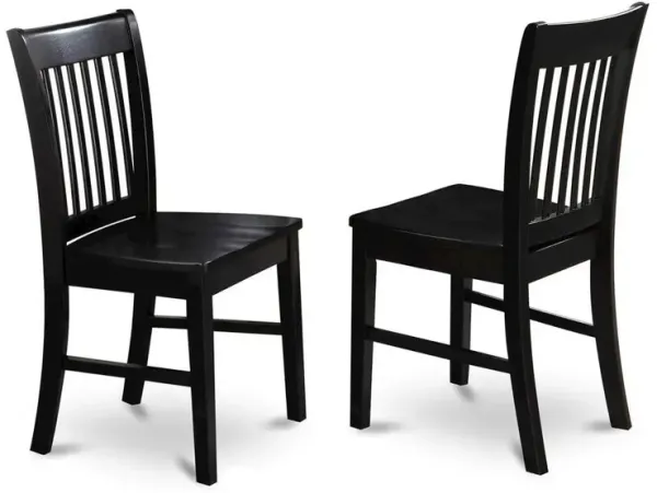 Norfolk Dining Chair Wood Seat Black Finish, Set of 2