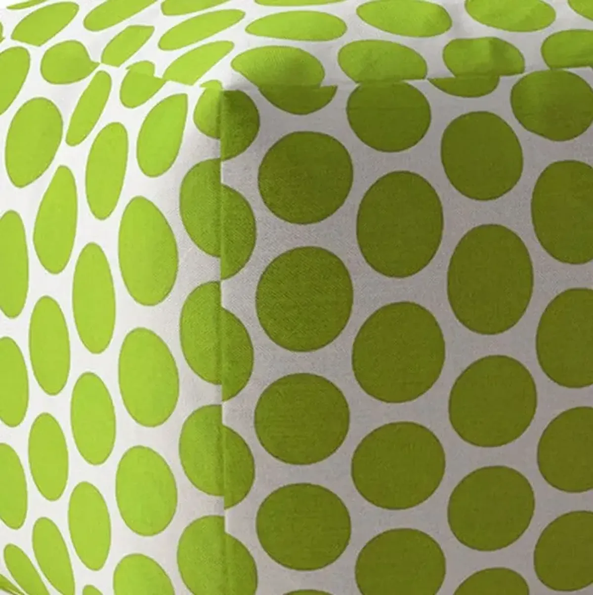 Homezia 17" Green And White Cotton Polka Dots Pouf Ottoman