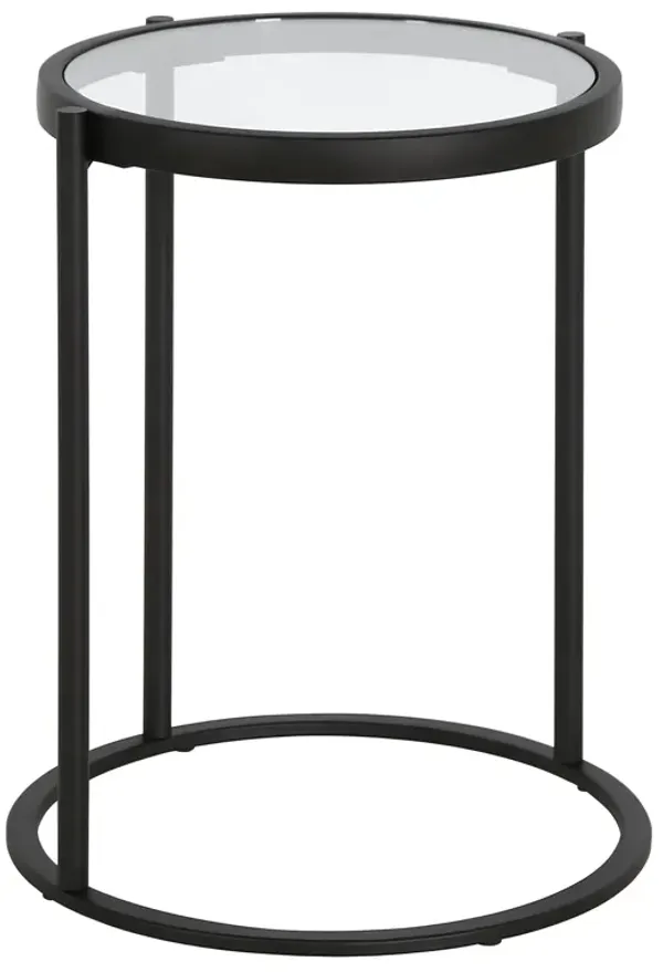 Glass and Steel Round End Table, Sleek Accent Table for Living Room or Bedroom