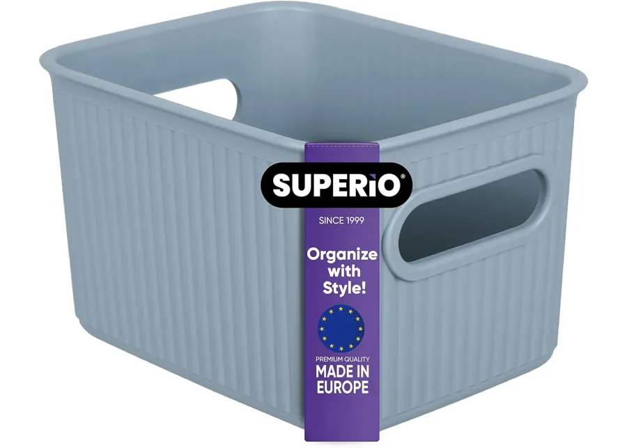 1.5 L Ribbed Storage Bin, Stone Blue