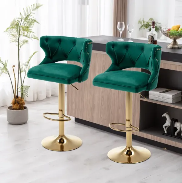 Streamdale Velvet Green Counter Stools (2-Pack)