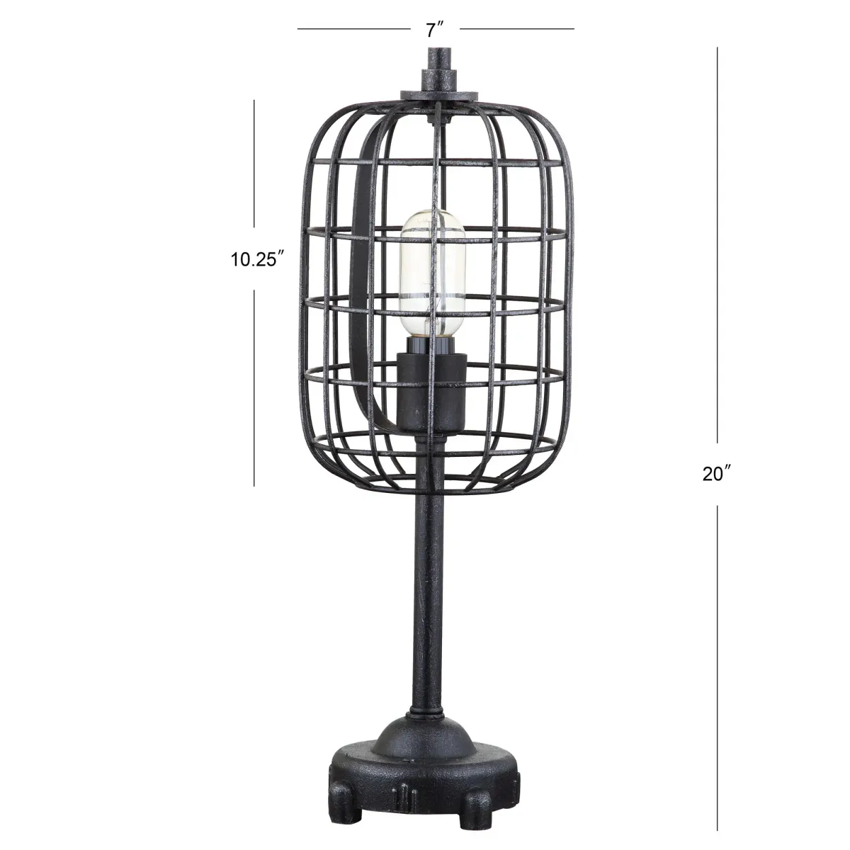 Odette 20" Industrial Metal Table Lamp, Black/Silver