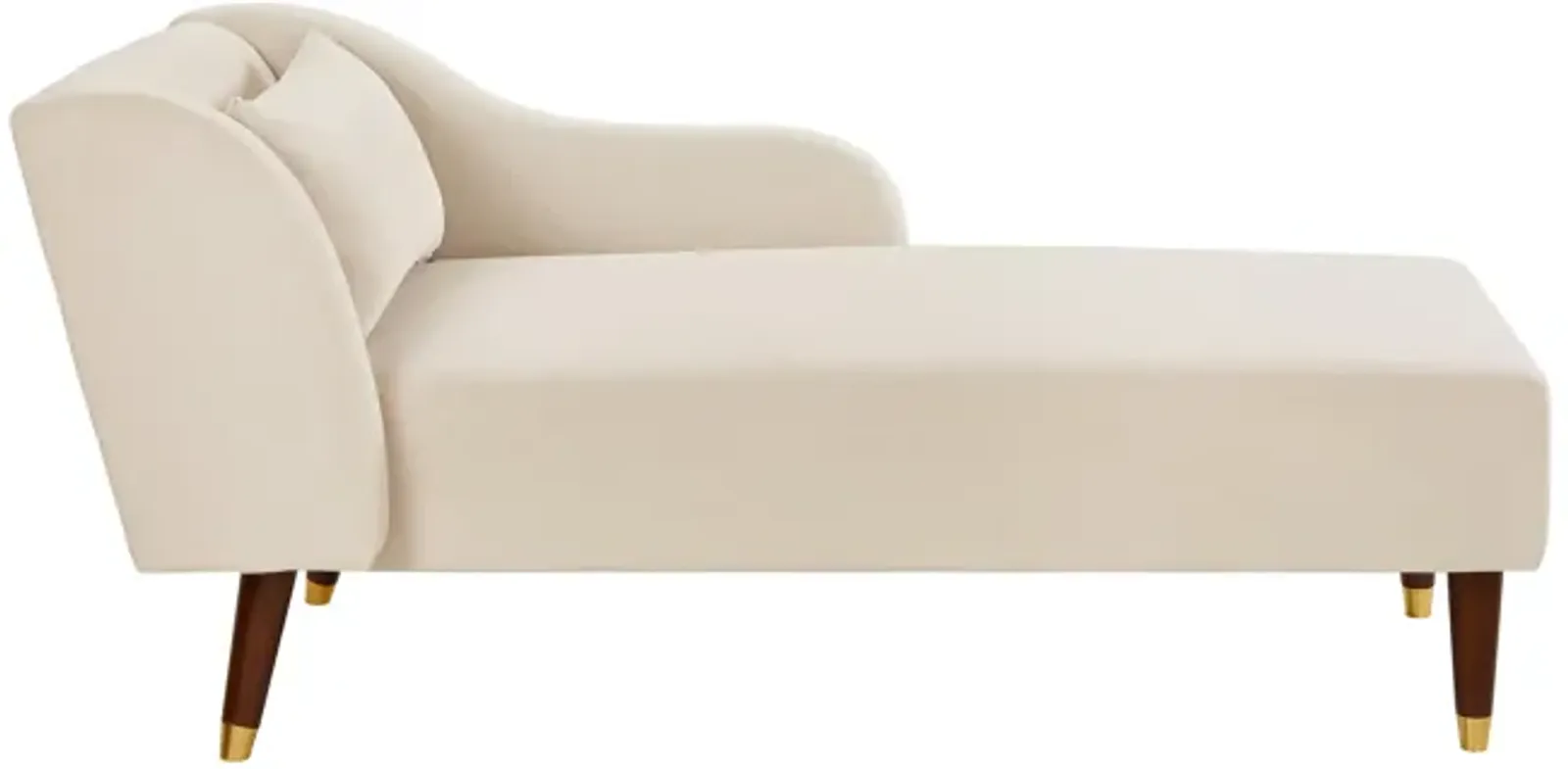 Modern Chaise Lounge Chair Velvet Upholstery (Beige)