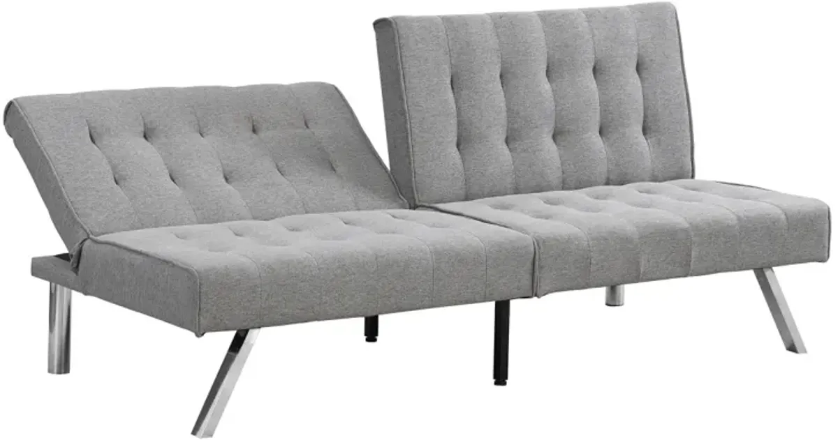 Wood Frame, Stainless Leg, Futon, Sofa Bed Grey