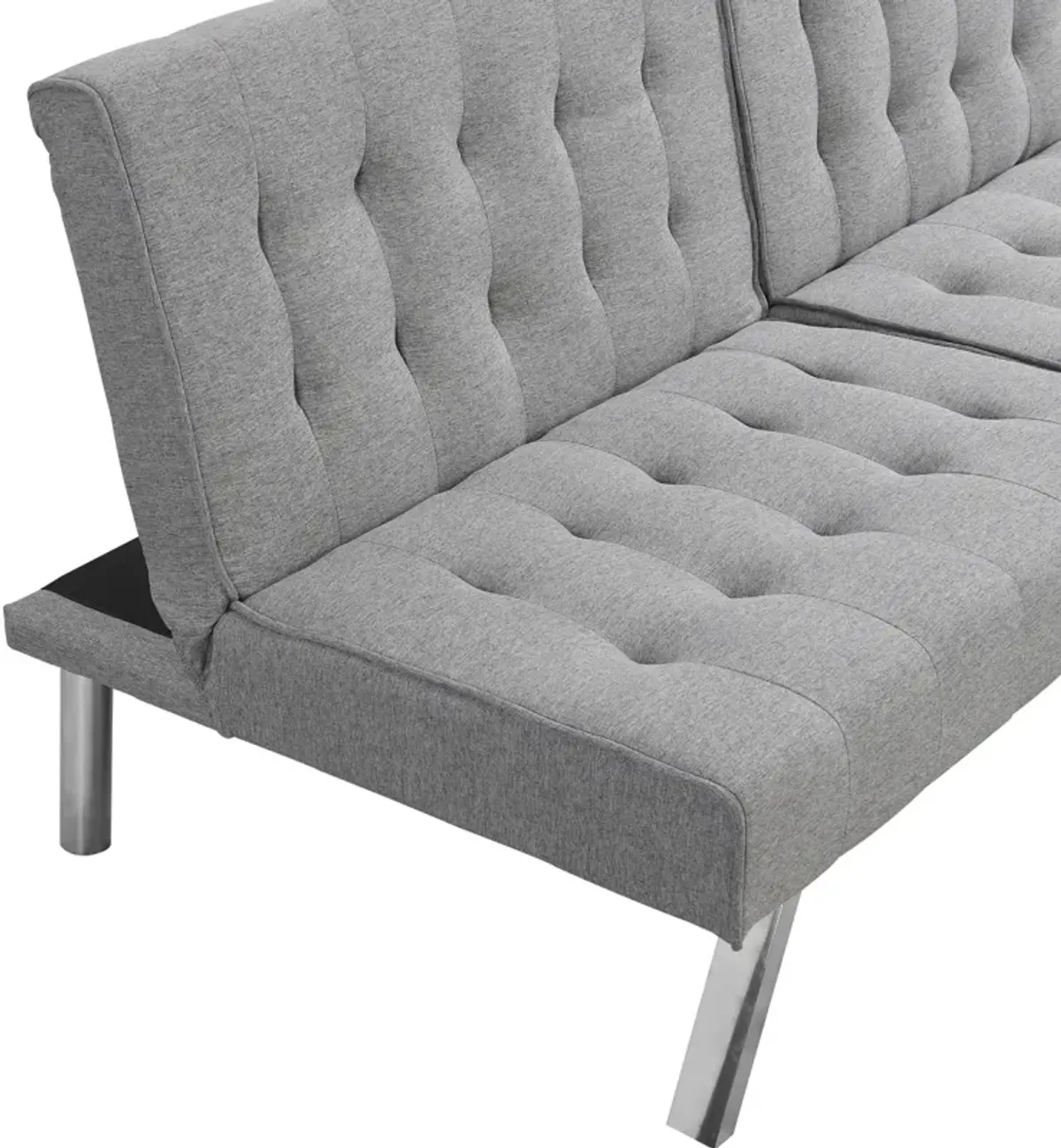 Wood Frame, Stainless Leg, Futon, Sofa Bed Grey