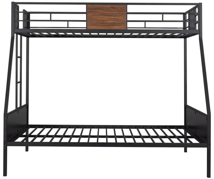 Twin-Over-Full Bunk Bed Modern Style Steel Frame Bunk Bed With Safety Rail, Built-In Ladder