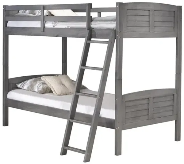 Donco Trading Twin/Twin Louver Bunk Bed, Drawers Or Trundle Not Included