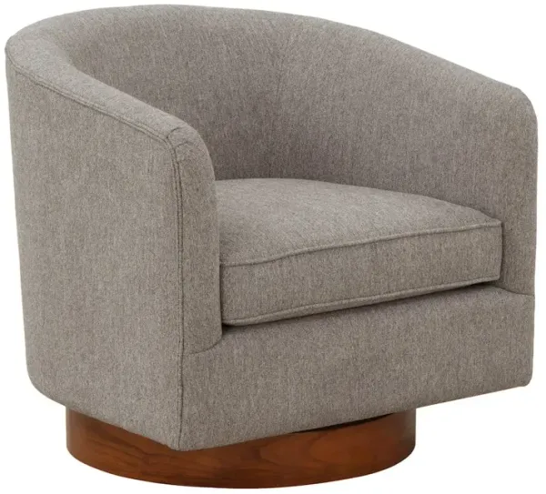 Muriel Gray Mist Fabric Wood Base Swivel Chair
