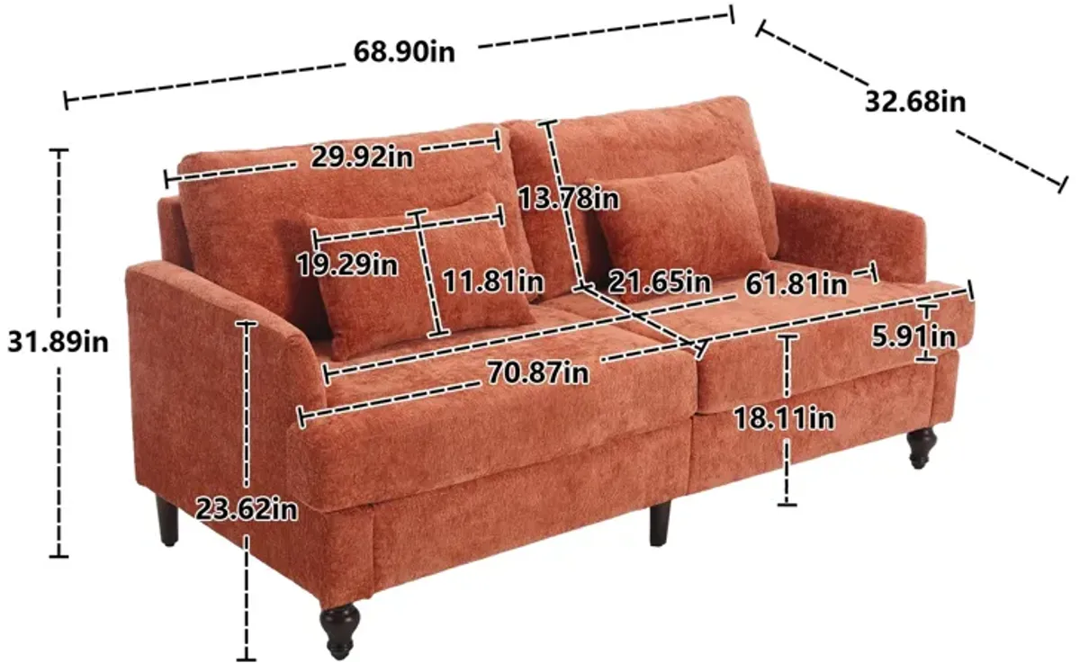 Mondawe Mid Century Chenille Fabric Loveseat Sofa, 2-Seat Upholstered Modern Couch