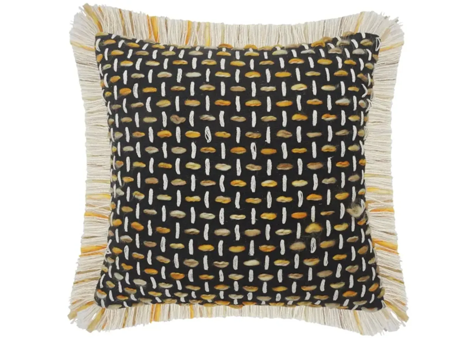 20" Black and White Interwoven Square Throw Pillow