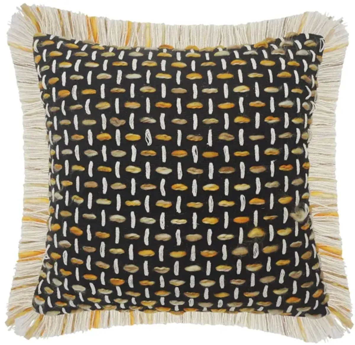 20" Black and White Interwoven Square Throw Pillow