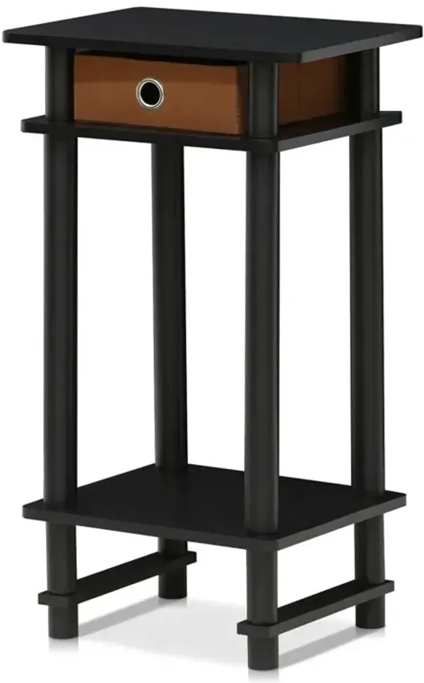 Furinno Turn-N-Tube Tall End Table with Bin, Espresso/Brown