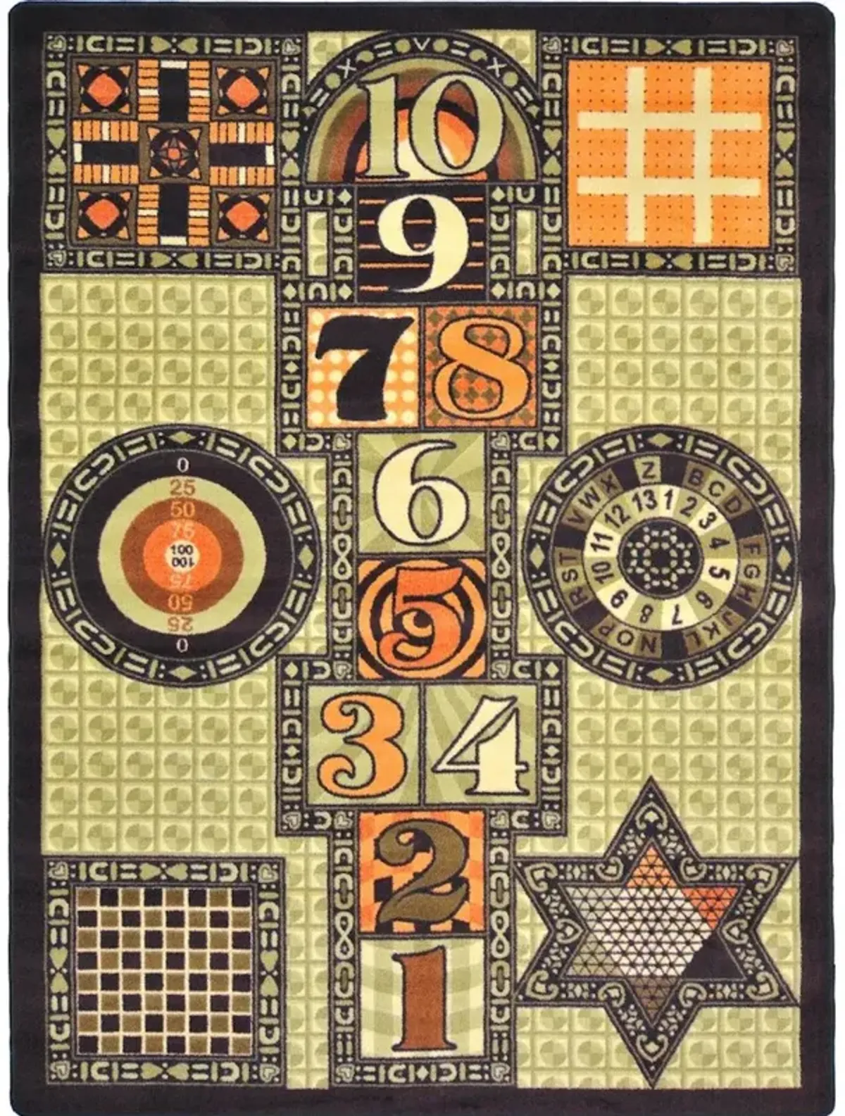 Joy Carpets Kid Essentials Games Galore 7'8 x 10'9 Area Rug in Color Autumn