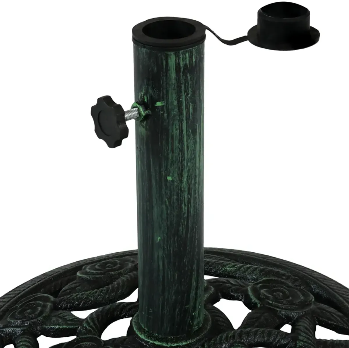 Sunnydaze 16 in Rose Blossom Cast Iron Round Patio Umbrella Base