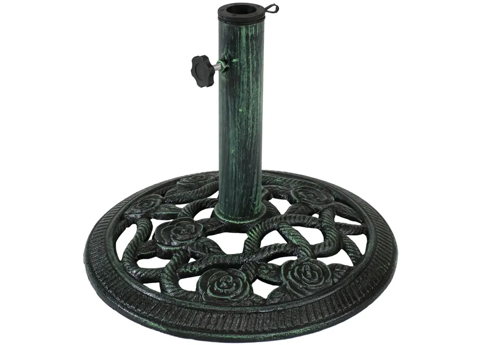 Sunnydaze 16 in Rose Blossom Cast Iron Round Patio Umbrella Base