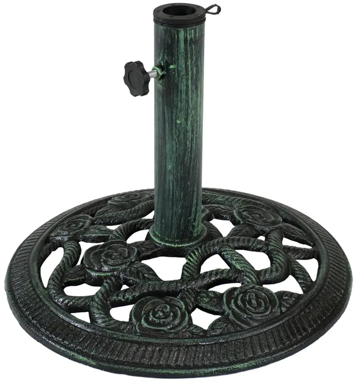 Sunnydaze 16 in Rose Blossom Cast Iron Round Patio Umbrella Base