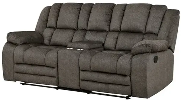 Porter Designs Knox Microfiber Reclining Console Loveseat, Gray