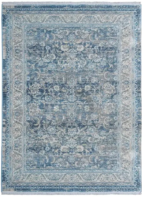 RUGSOTIC CARPETS MACHINE MADE POLYESTER AREA RUGS  - 5'x7'10'', Rectangle Shape, Gray Blue Color, Classic Oriental Traditional  Design, Low Pile Machine Made Area Rugs (M00087)