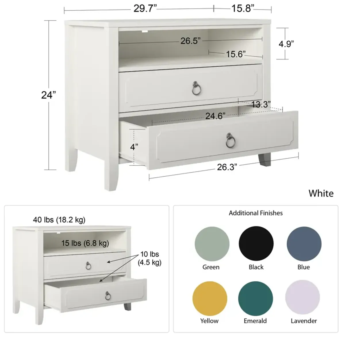 Novogratz Her Majesty 2 Drawer Nightstand