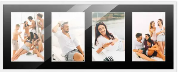 7.5x19 Wood Collage Frame with Black Mat For 4 4x6 Pictures
