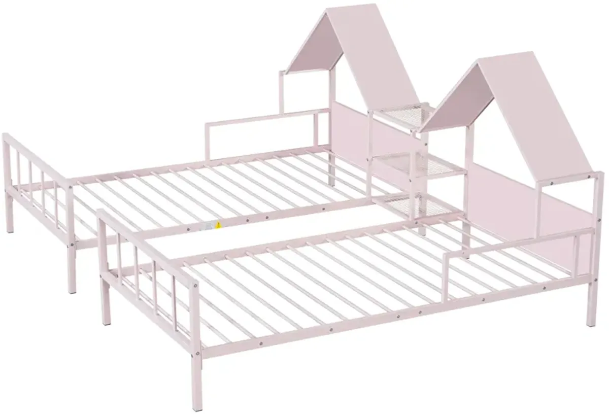 Merax Platform Double Beds with House Headboard