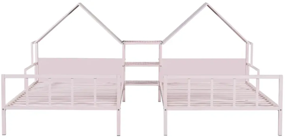 Merax Platform Double Beds with House Headboard