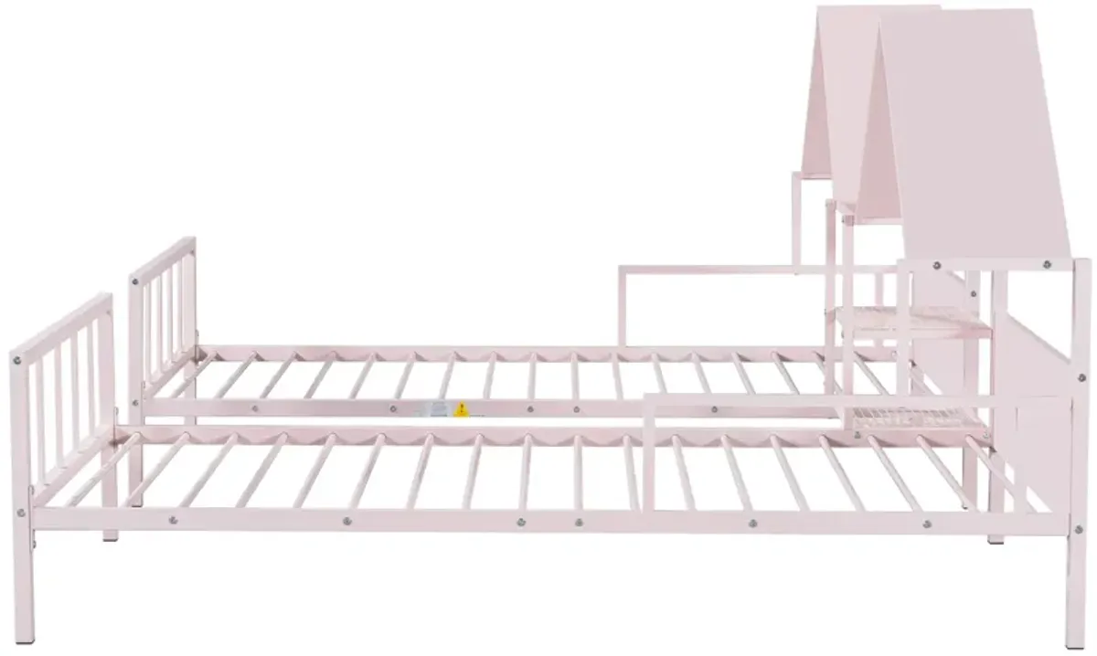 Merax Platform Double Beds with House Headboard