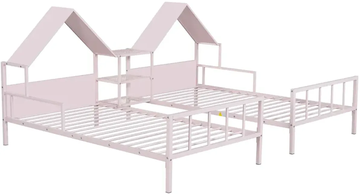 Merax Platform Double Beds with House Headboard