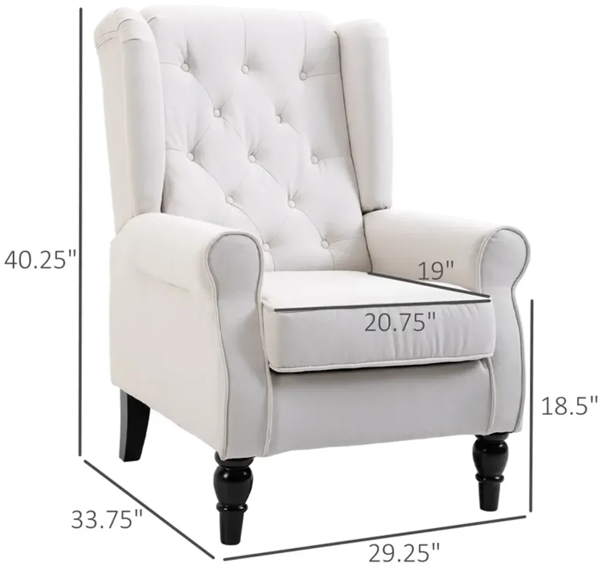 Cream Living Room Luxury: High Back Accent Chair with Removable Cushion