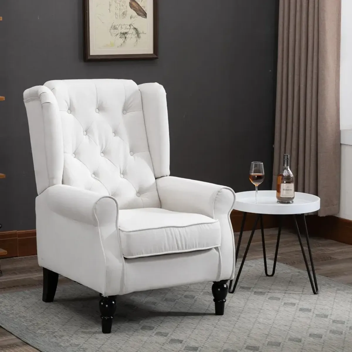 Cream Living Room Luxury: High Back Accent Chair with Removable Cushion