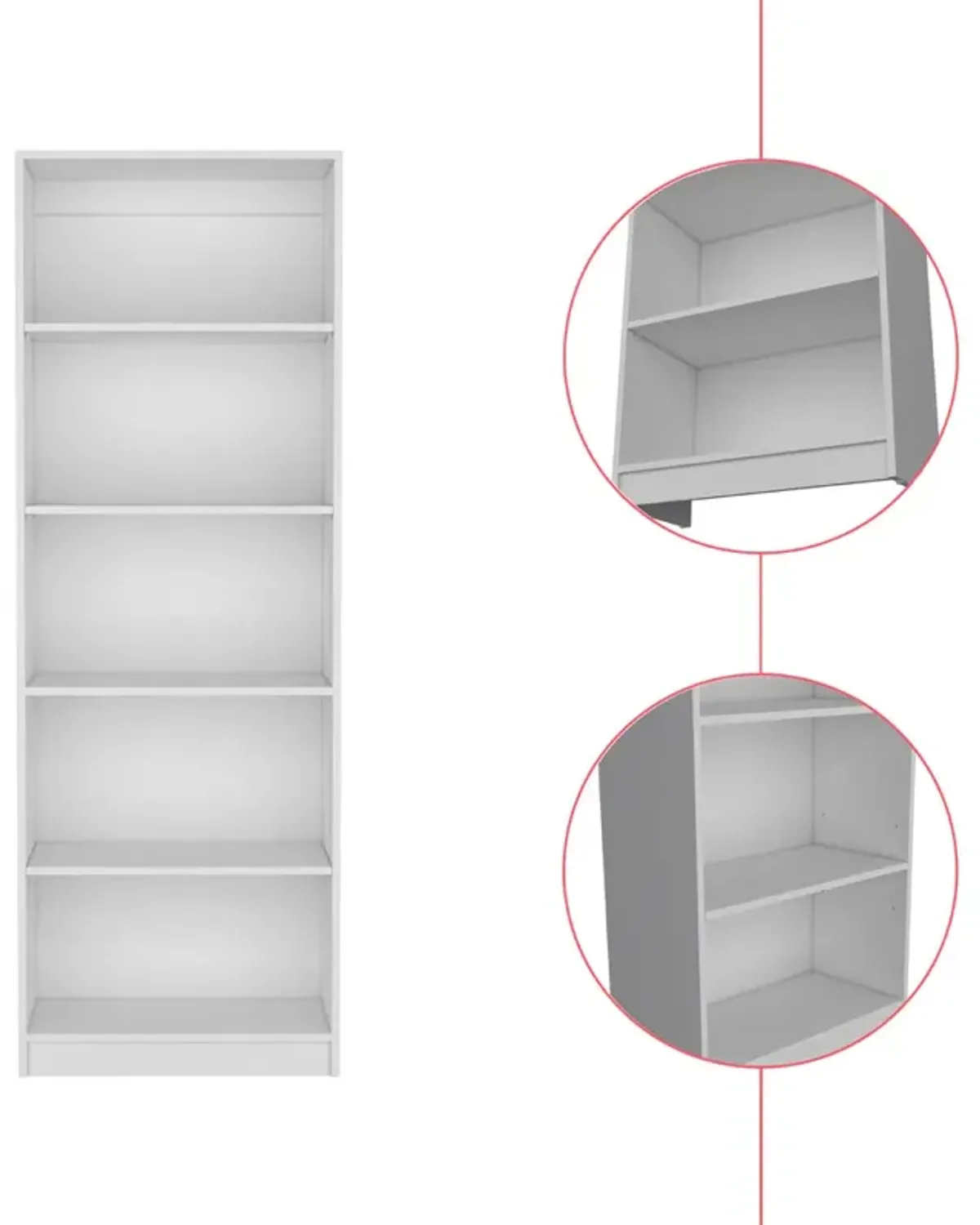 Bookcase 4-Shelves Benzoni, Office, White