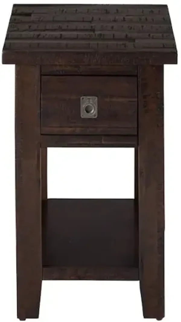 Jofran Kona Grove Distressed Rustic Solid Acacia Chairside End Table with Shelf