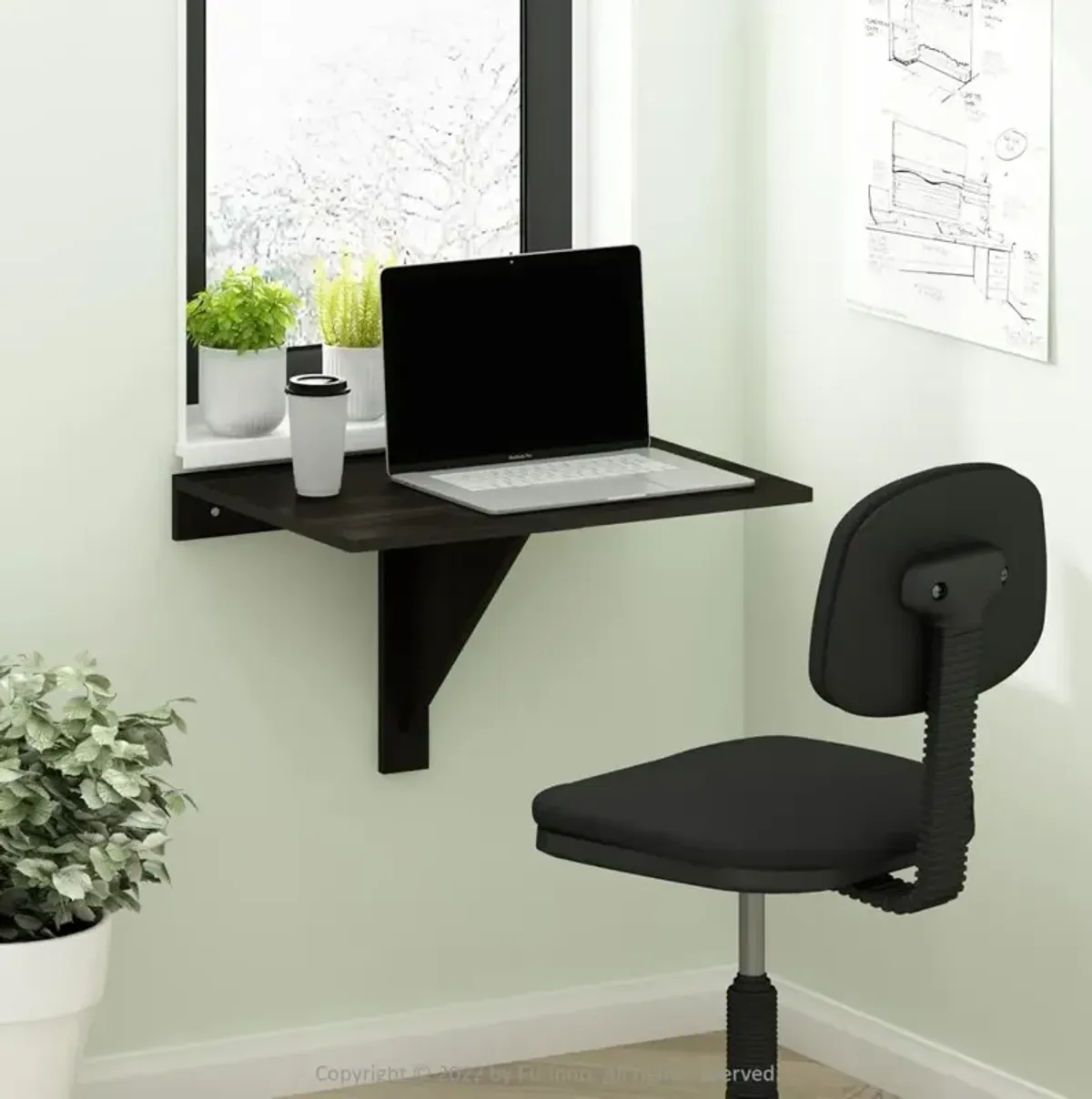 Hermite Wall Mounting Folding Table, Espresso