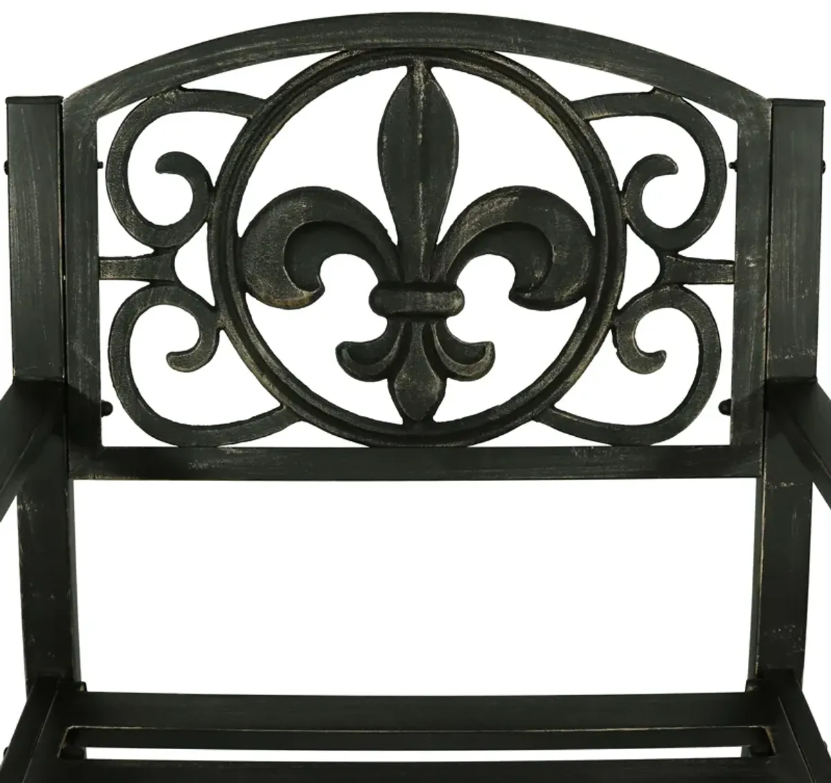 Sunnydaze Fleur-de-Lis Cast Iron and Steel Outdoor Rocking Chair - Black