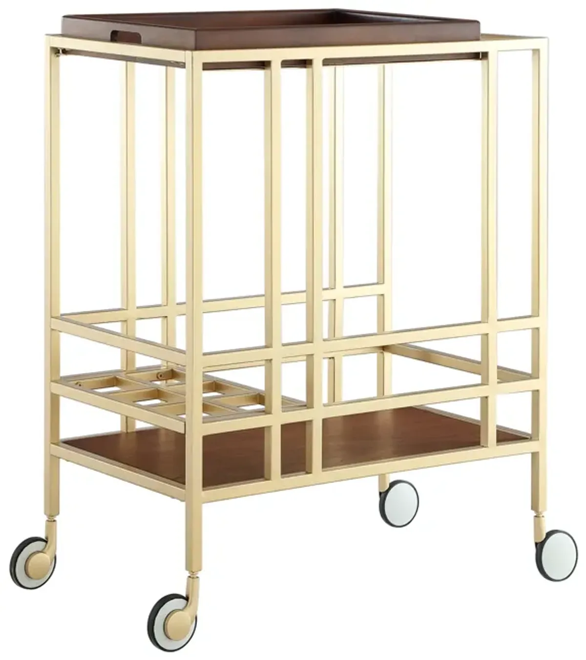 Inspired Home Ron Bar Cart Serving Tray with Caster