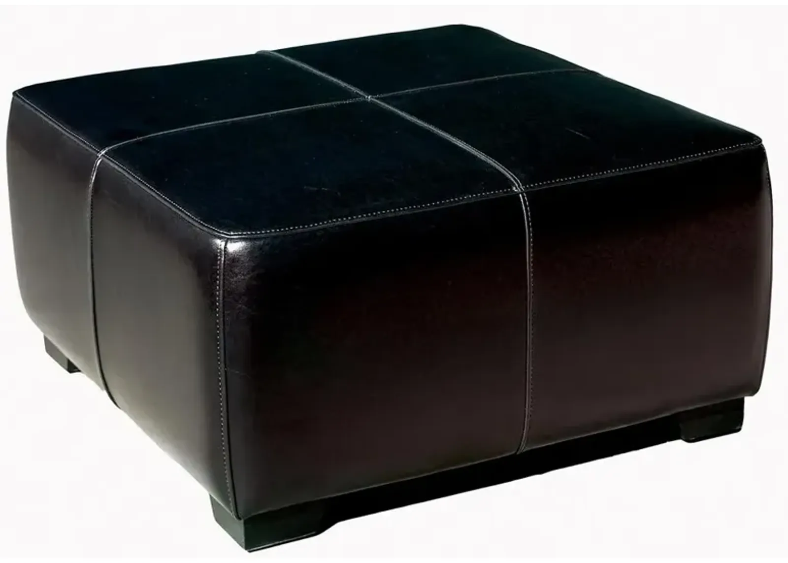 Baxton Studio Black Faux Leather Square Ottoman Footstool