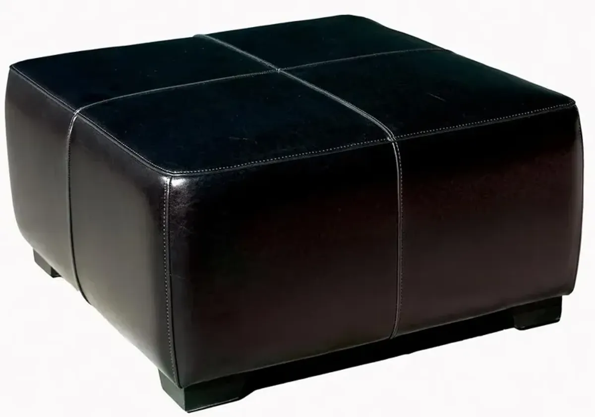 Baxton Studio Black Faux Leather Square Ottoman Footstool