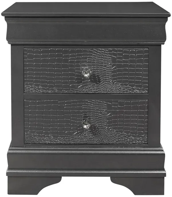 Bedroom Nightstand with Two Drawers – Solid Wood Nightstand with Shagreen Finish