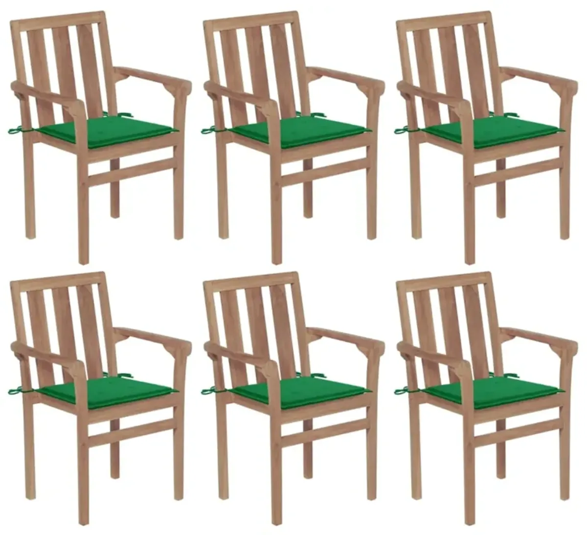 vidaXL Stackable Garden Chairs with Cushions 6 pcs Solid Teak Wood