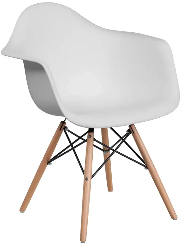 Flash Furniture Alonza Series White Plastic Chair with Wooden Legs