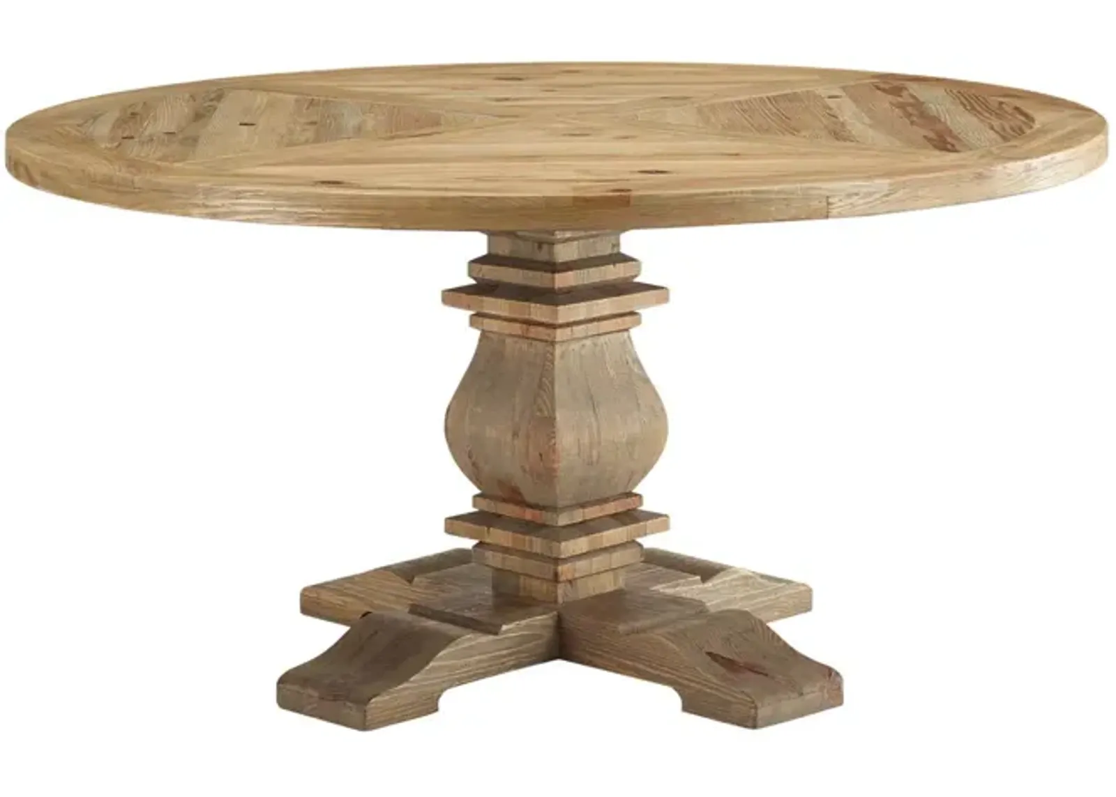 Modway - Column 59" Round Pine Wood Dining Table Brown