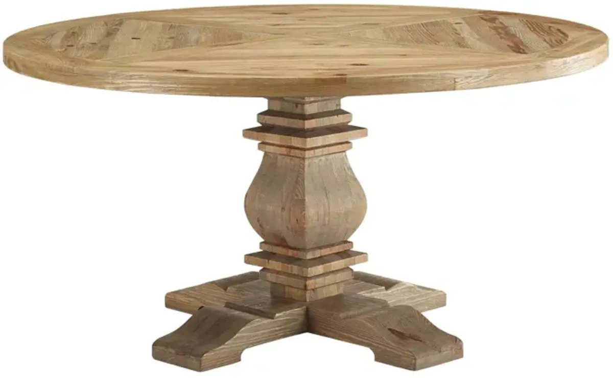 Modway - Column 59" Round Pine Wood Dining Table Brown