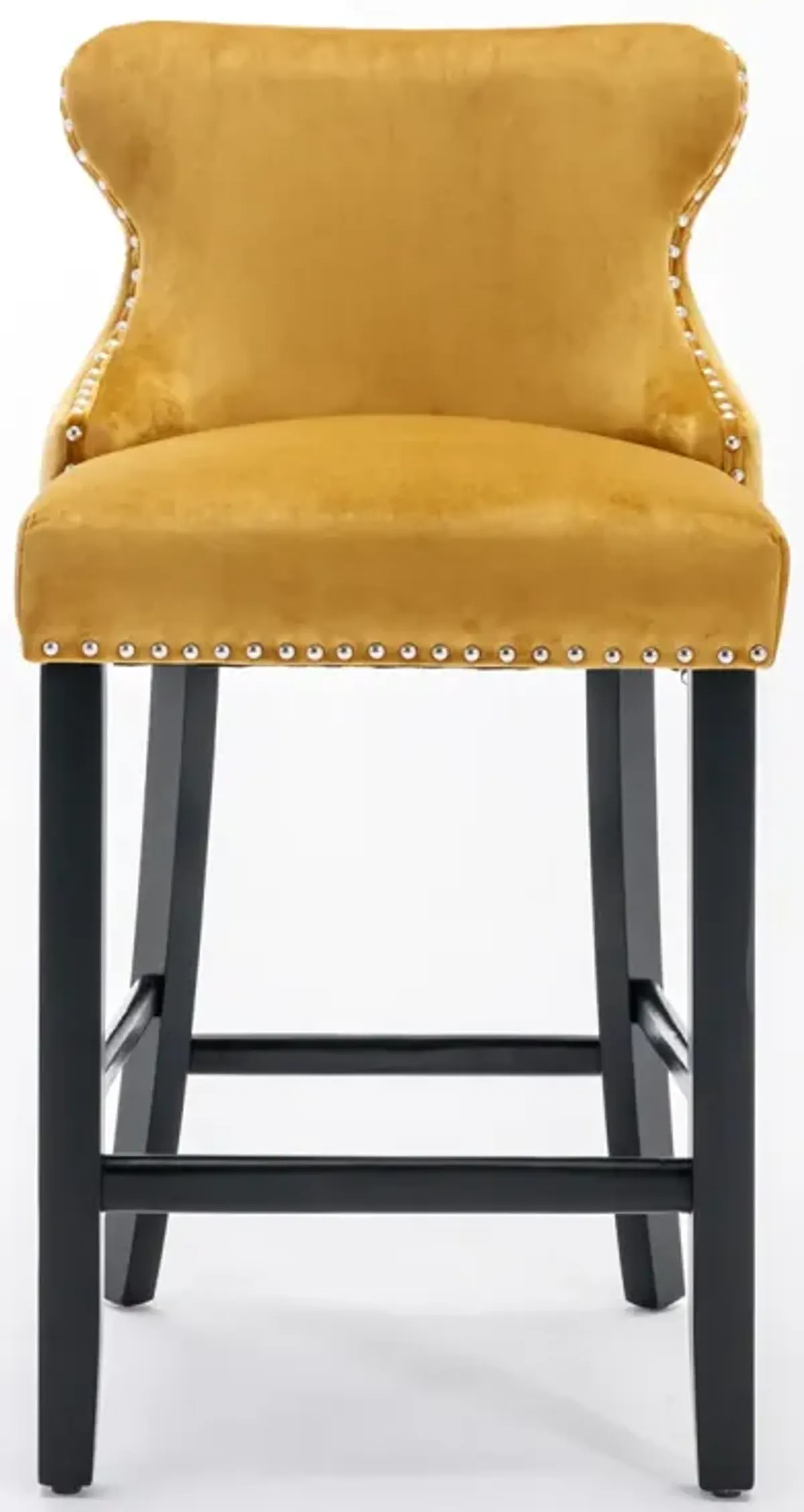 Gold Velvet Wingback Bar Stools, Set of 2