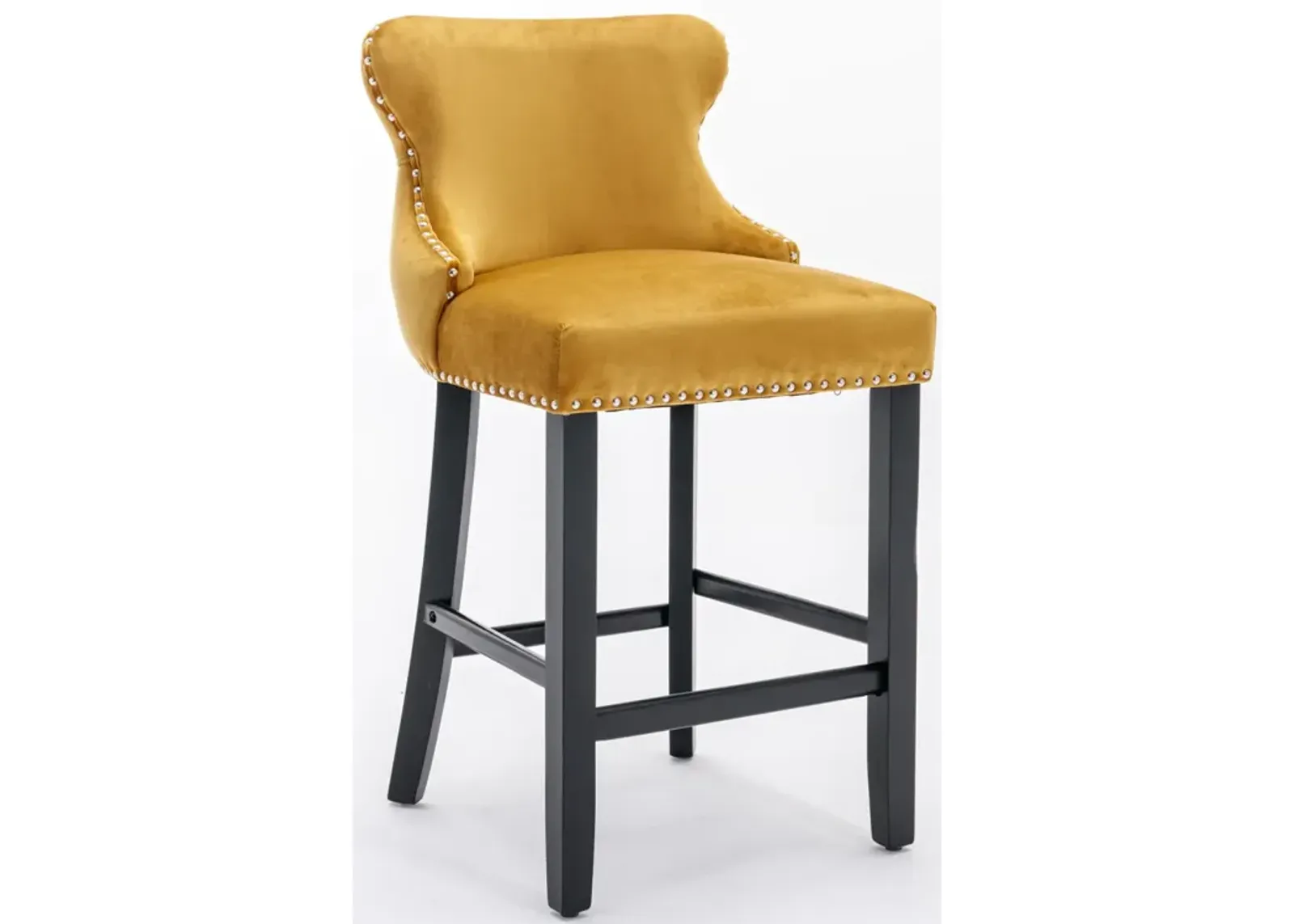 Gold Velvet Wingback Bar Stools, Set of 2