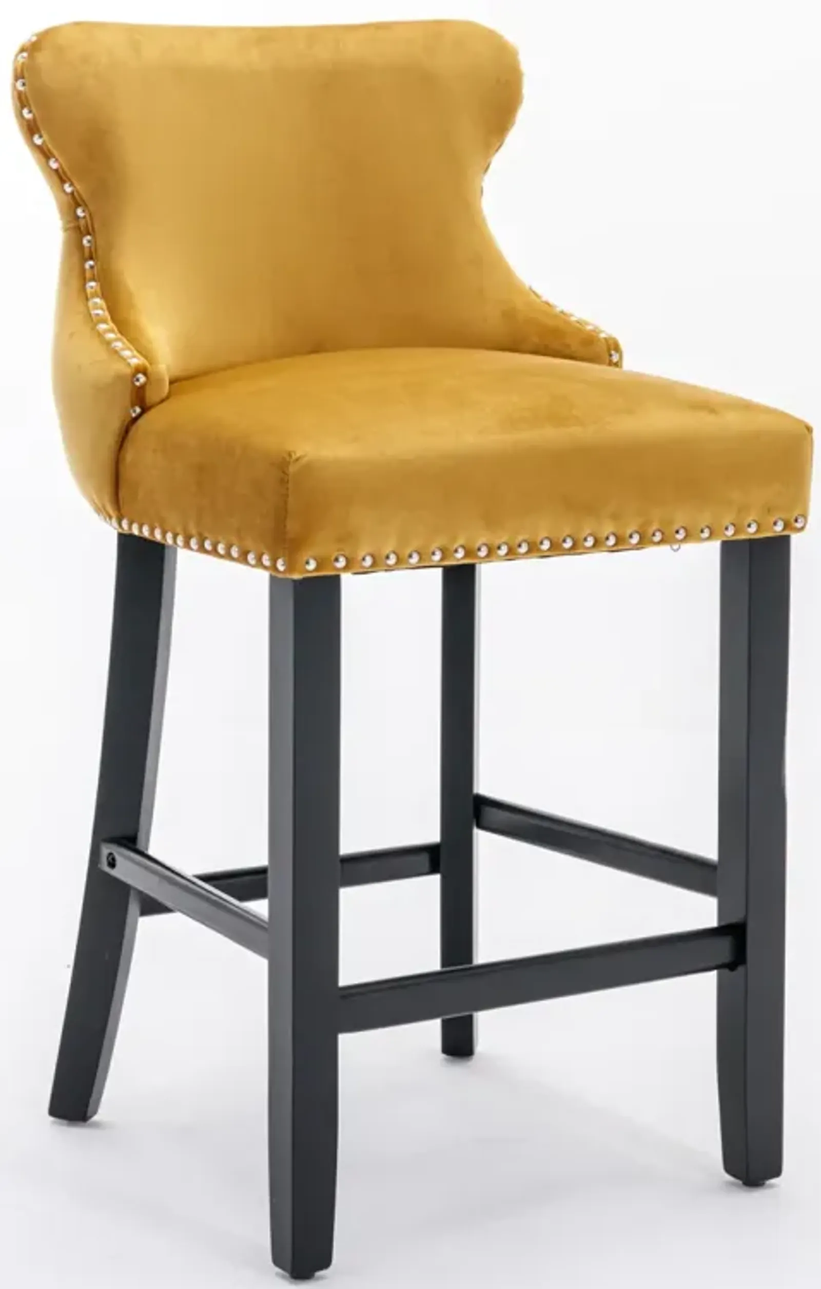 Gold Velvet Wingback Bar Stools, Set of 2