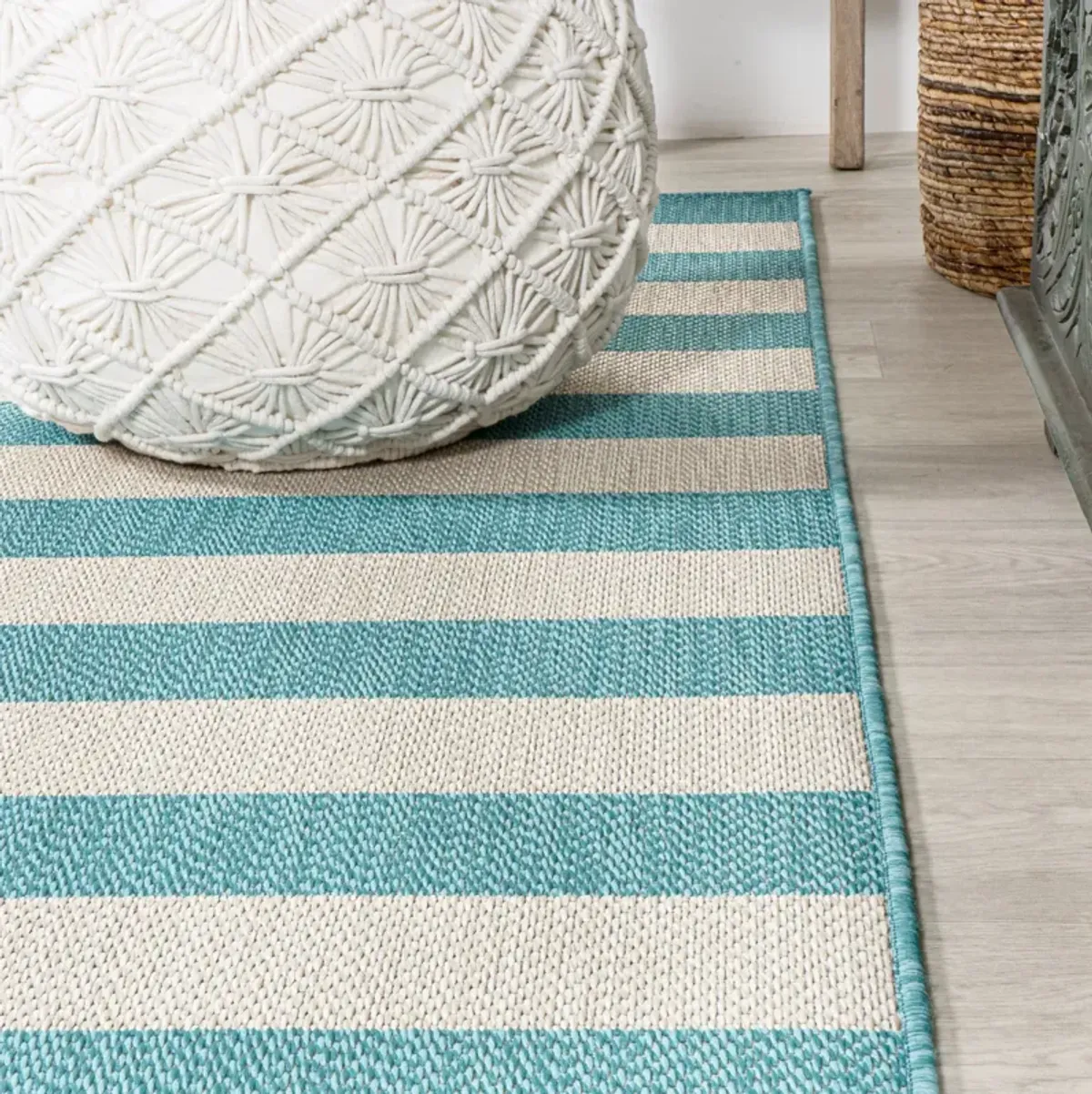 Negril Two Tone Wide Stripe Indoor/Outdoor Area Rug