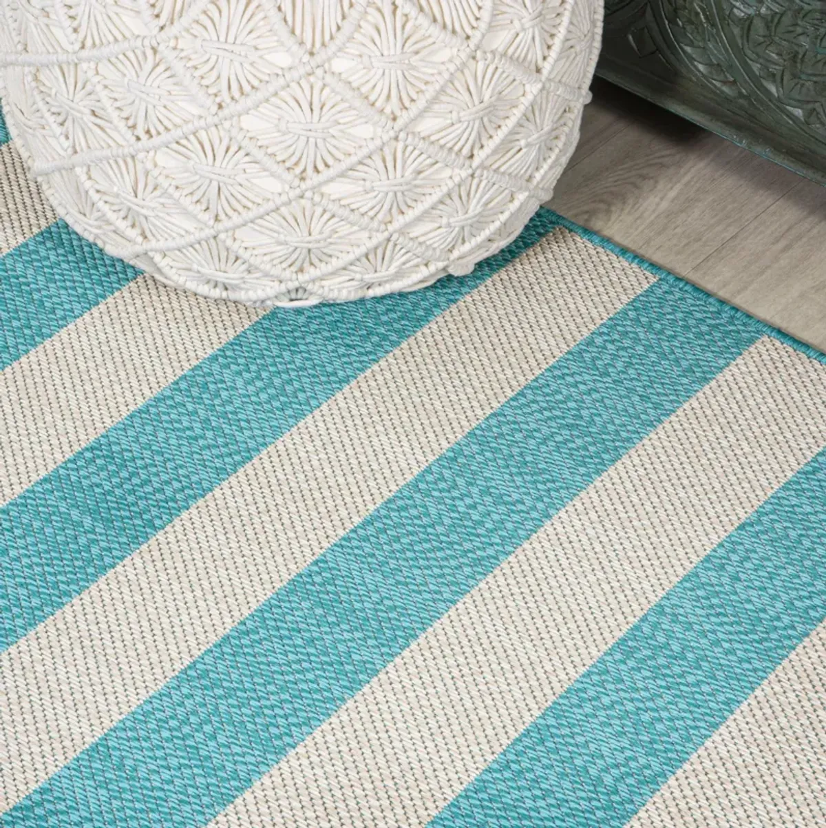 Negril Two Tone Wide Stripe Indoor/Outdoor Area Rug