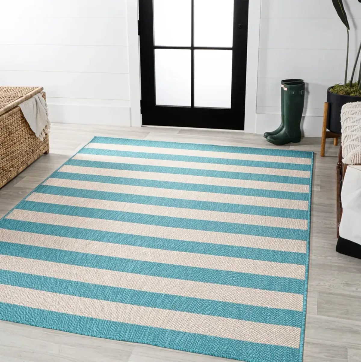 Negril Two Tone Wide Stripe Indoor/Outdoor Area Rug