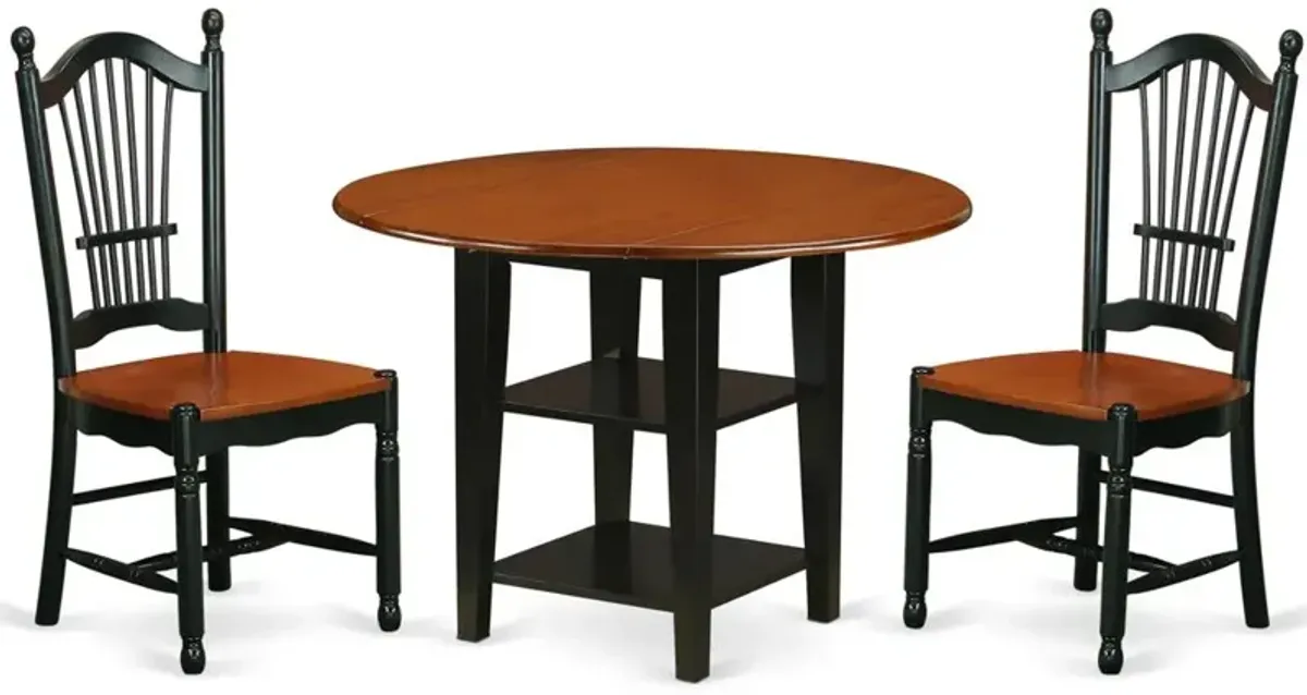 Dining Room Set Black & Cherry, SUDO3-BCH-W