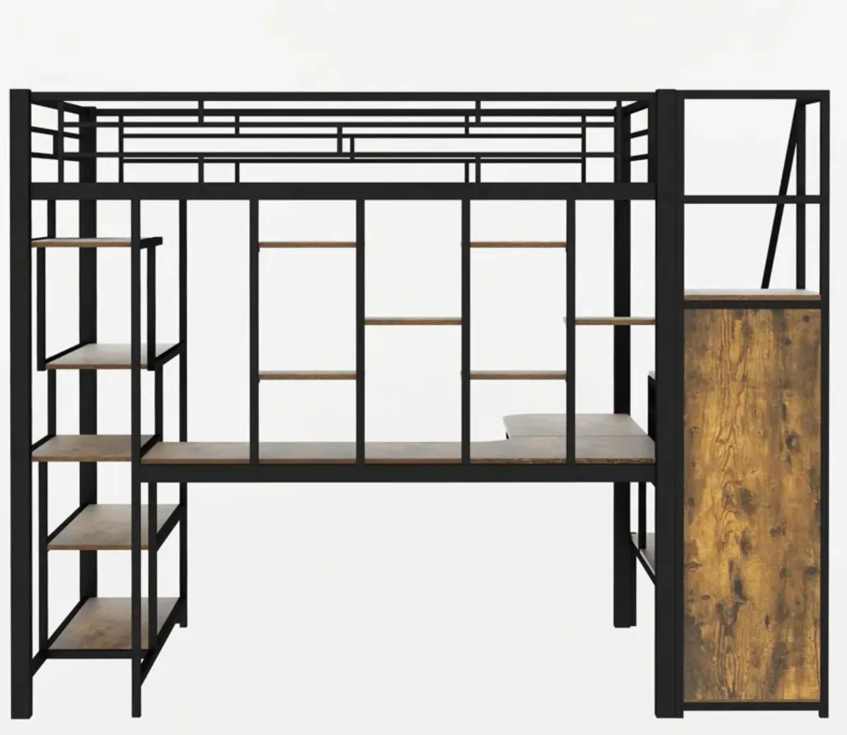 Merax Metal Loft Bed with Storage Staircase